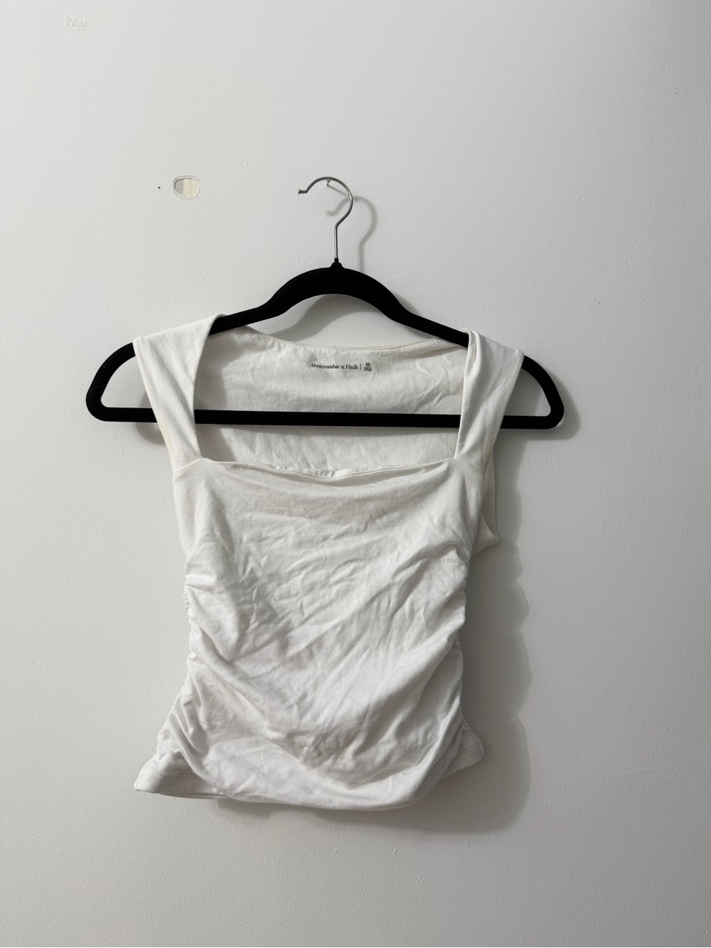 Abercrombie & Fitch White Square-Strap Ribbed Tank